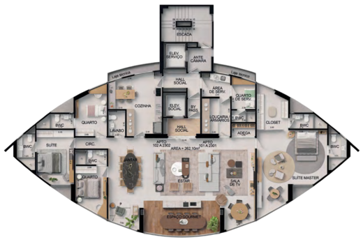 Planta 03 - 4 dorm 262m² - junção
