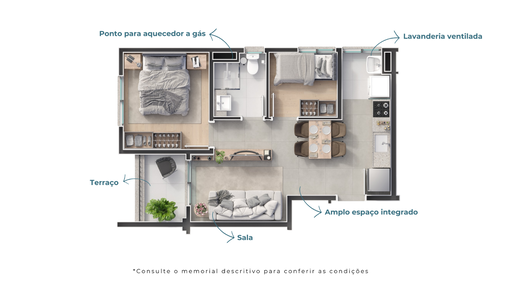 Planta 02 - 2 dorm 43m�