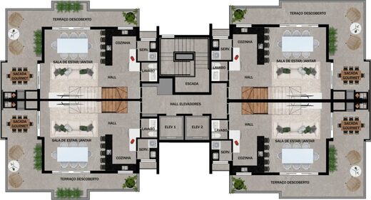 Pavimento cobertura duplex - inferior