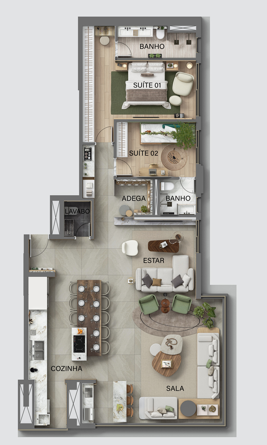 Planta 02 - 2 dorm 130m - opo
