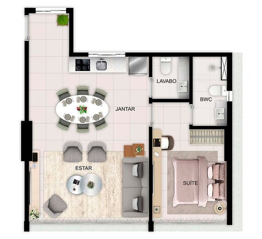 Planta 03 - 1 dorm 54,19m