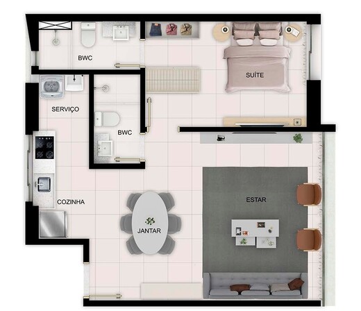 Planta 04 - 1 dorm 58,30m