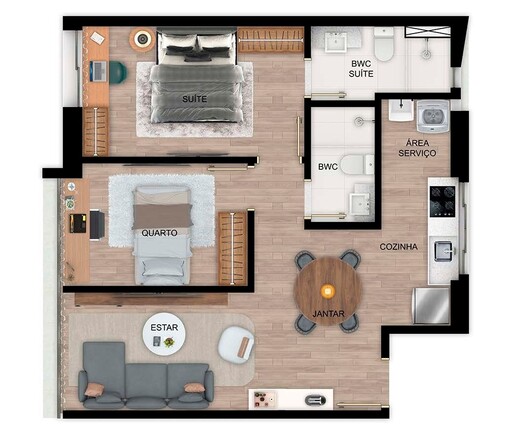 Planta 05 - 2 dorm 58,30m - opo