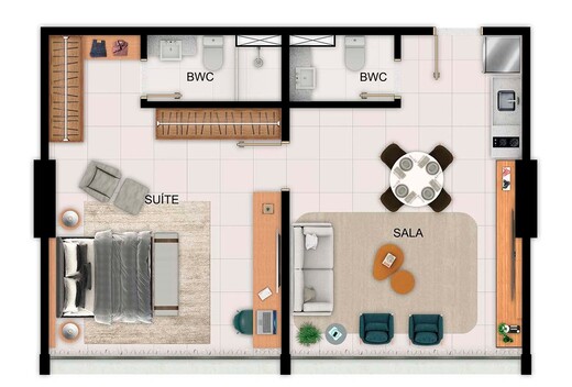 Planta 06 - 1 dorm 61,50m