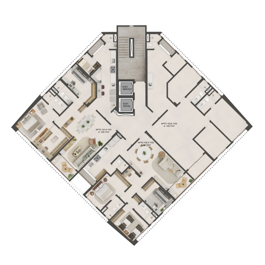 Pavimento tipo - opção