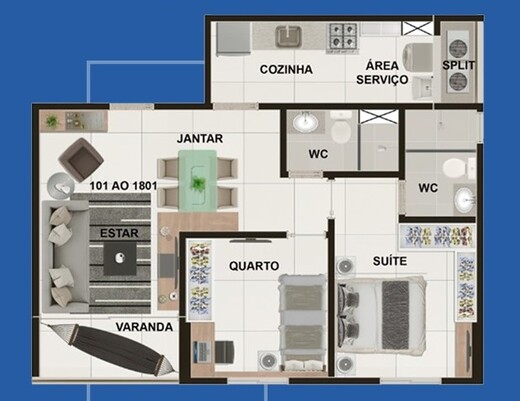 Planta 01 - 2 dorm 57,19m²