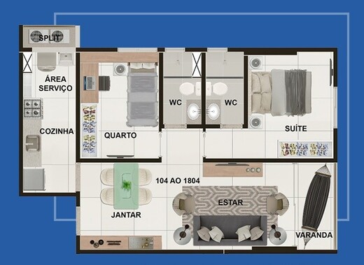 Planta 02 - 2 dorm 58,43m²