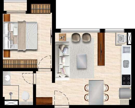 Planta 01 - 1 dorm 35m