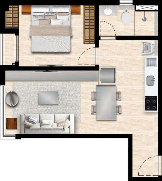 Planta 02 - 1 dorm 37m