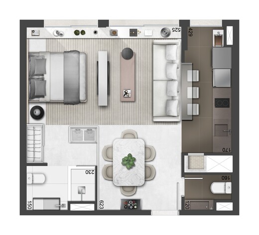 Planta 07 - 1 dorm 49m�