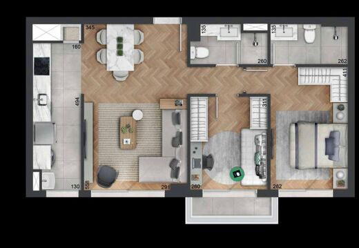 Planta 05 - 2 dorm 67m�