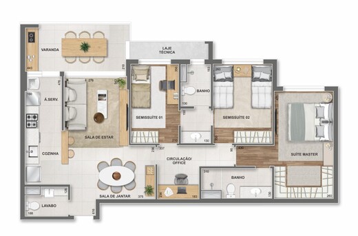 Planta 12 - 3 dorm 99m²