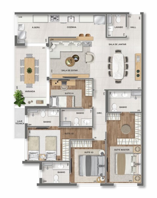 Planta 14 - 4 dorm 131,42m²