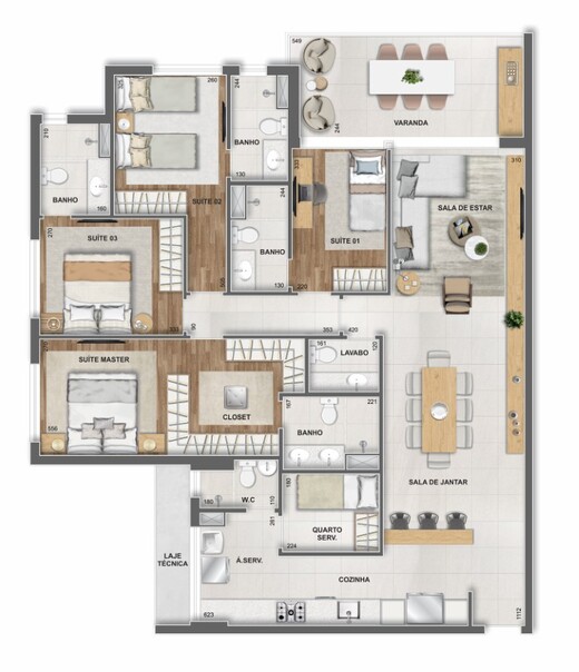 Planta 15 - 4 dorm 145,32m²