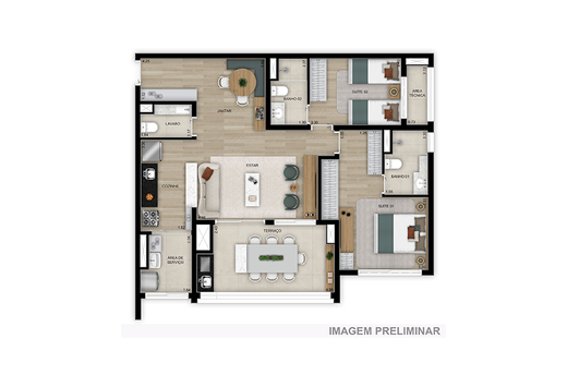 Planta 02 - 2 dorm 74m�