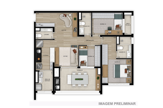 Planta 03 - 3 dorm 91m�