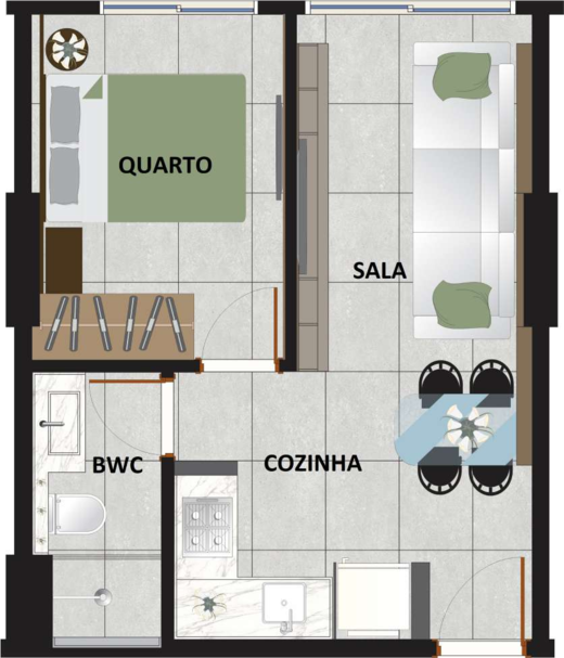 Planta 01 - 1 dorm 31,55m²