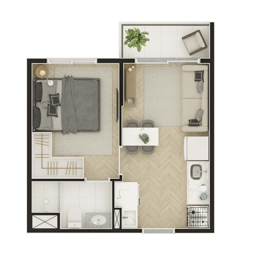 Planta 01 - 1 dorm 27m�