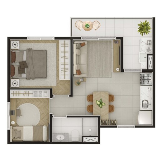 Planta 03 - 2 dorm 42m�