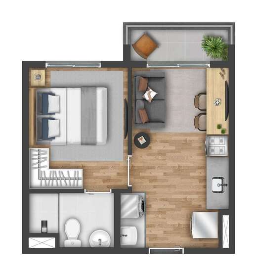 Planta 02 - 1 dorm 27m�