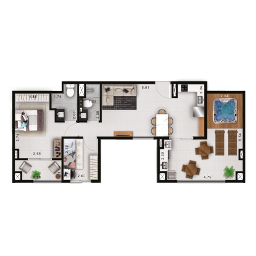 Planta 03 - 2 dorm 66m - cobertura