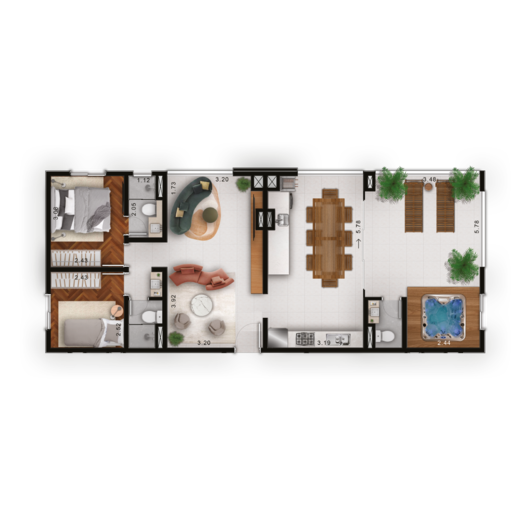 Planta 05 - 2 dorm 88m - cobertura