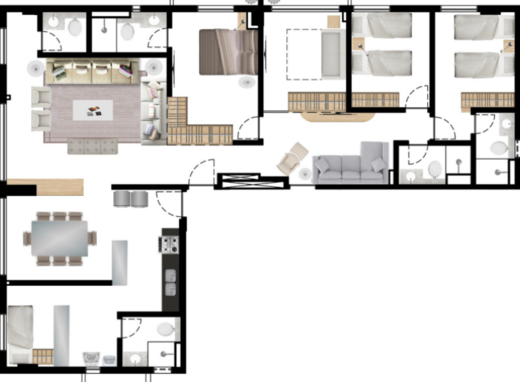Planta 03 - 3 dorm 134m² - junção