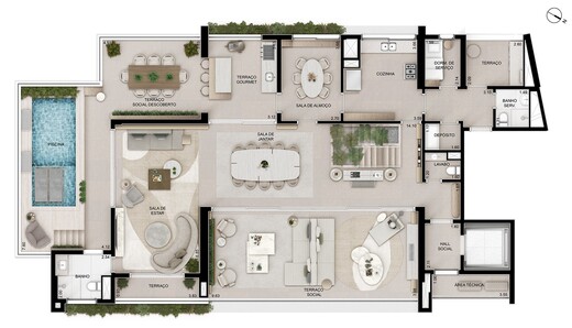 Planta 06 - 4 dorm 482m� - cobertura duplex - inferior