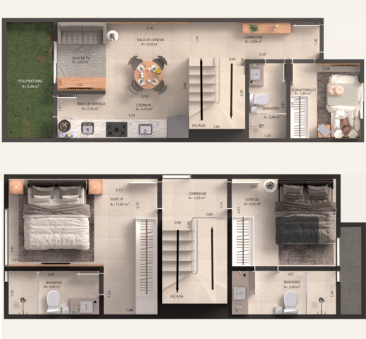 Planta 01 - 3 dorm 82m