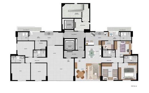 Planta 01 - 3 dorm 90,02m²