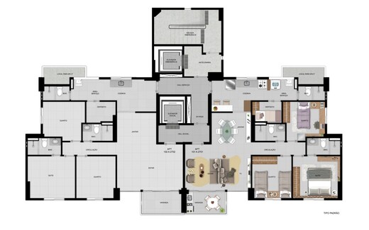 Planta 02 - 3 dorm 91,34m²