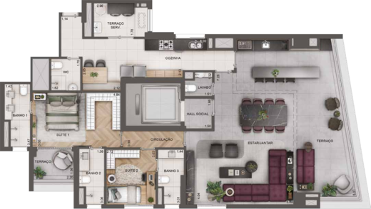 Planta 04 - 2 dorm 166m� - op��o