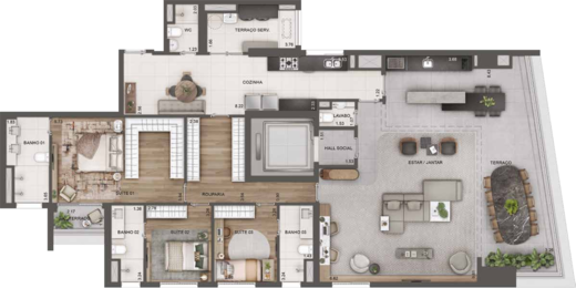 Planta 06 - 3 dorm 213m� - op��o