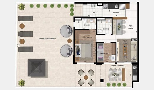 Planta 03 - 2 dorm 162m2 - garden