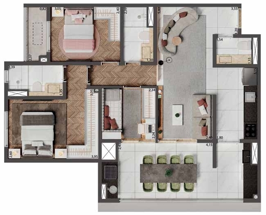 Planta 04 - 3 dorm 84m�