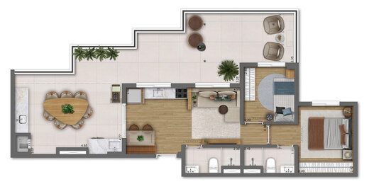 Planta 05 - 2 dorm 76m�