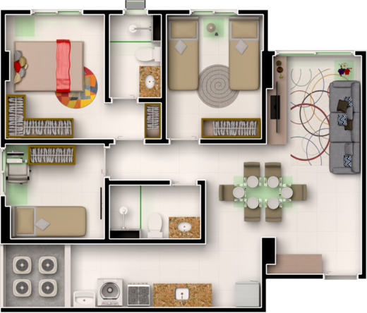 Planta 02 - 3 dorm 63,06m