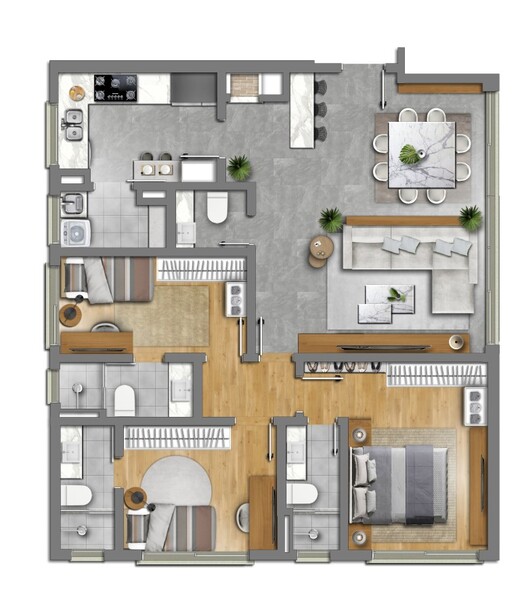 Planta 01 - 3 dorm 110m�