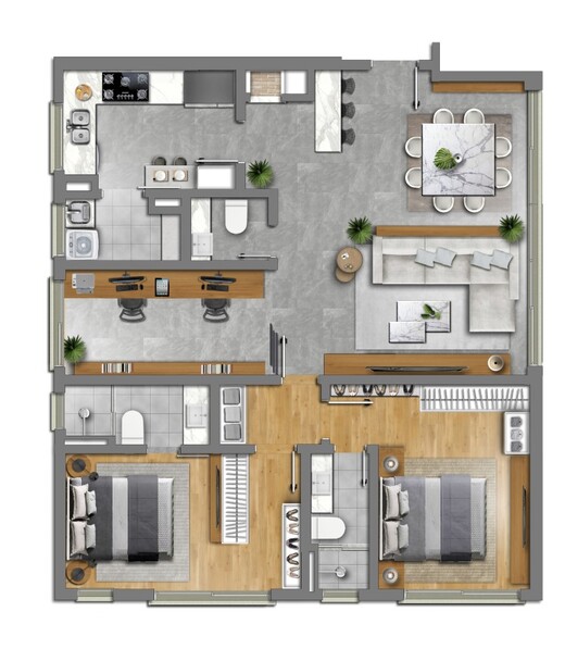 Planta 02 - 2 dorm 110m� - op��o