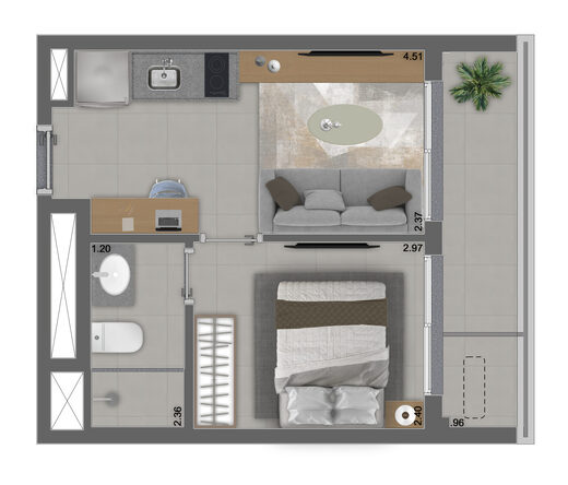 Planta - 1 dorm - 31m�