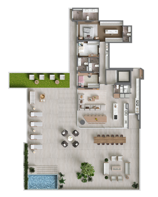 Planta 12 - 3 dorm 447m - garden