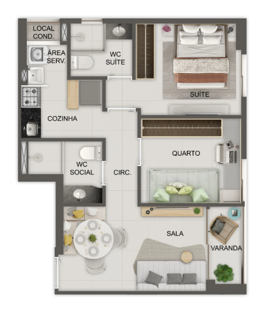 Planta 02 - 2 dorm 47m