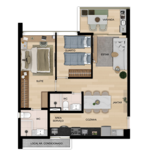 Planta 04 - 2 dorm 65,12m