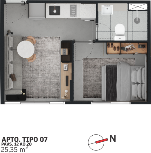 Planta 06 - 1 dorm 25,35m²