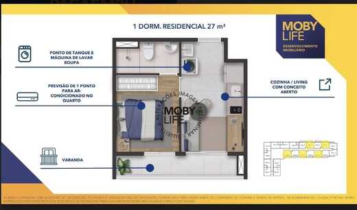 Planta 02 - 1 dorm 27m�