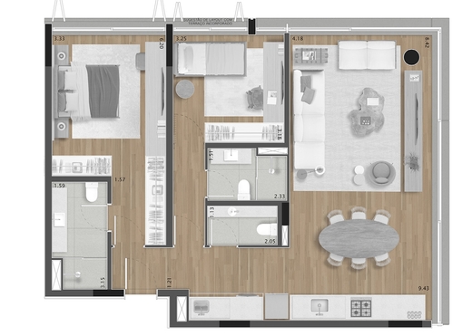 Planta 06 - 2 dorm 99m�