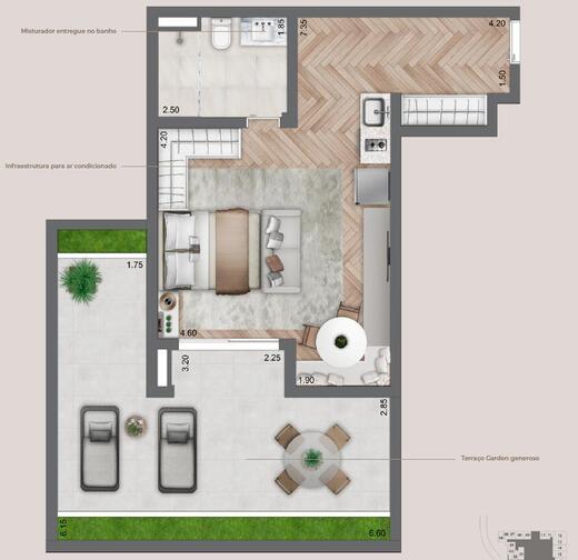 Planta 04 - 1 dorm 72,50m² - garden