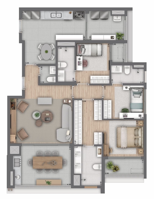 Planta 02 - 3 dorm 125m�