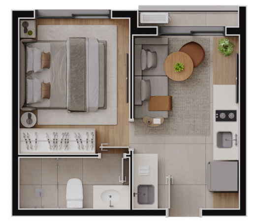 Planta 01 - 1 dorm 26,02m�