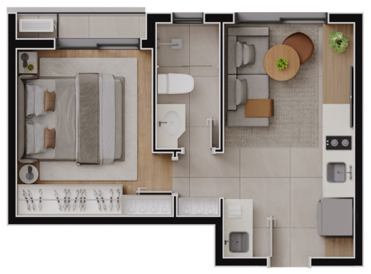 Planta 02 - 1 dorm 29,09m�